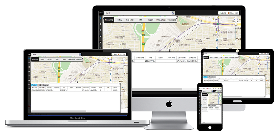 gps tracking software platform supporting browsers of cellphone or tablet or laptop or pc