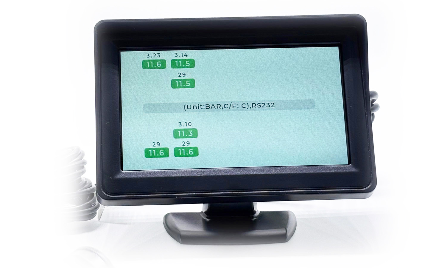 color screen display for tire pressure monitoring system