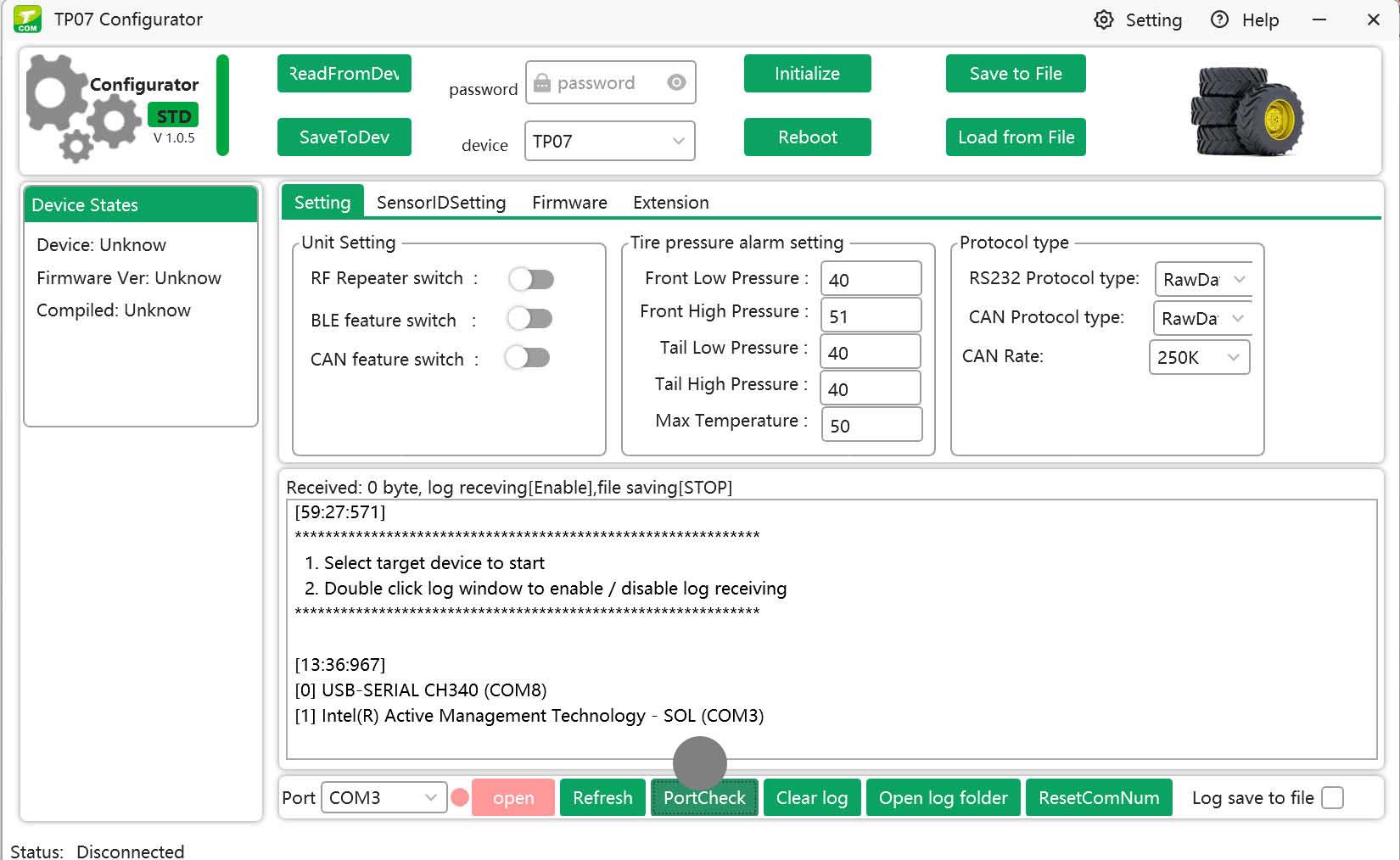 check port on TPMS configurator
